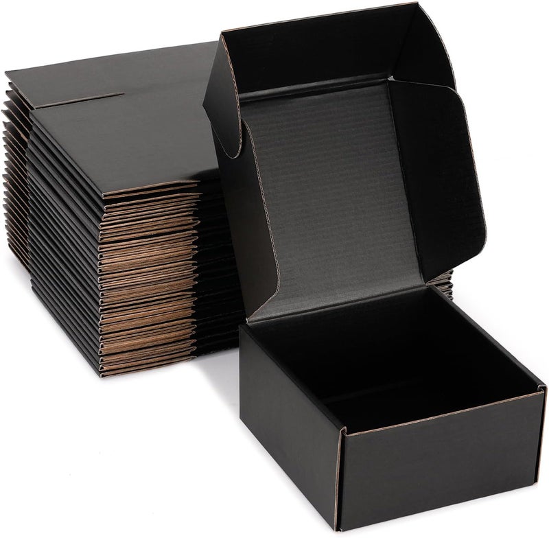DUZCLI Small Shipping Boxes 6x6x3 Inches – Black Corrugated Cardboard Boxes (20-Pack) for Mailing, Packing, Small Business & Gift Packaging - Recyclable & Sturdy - Image 1